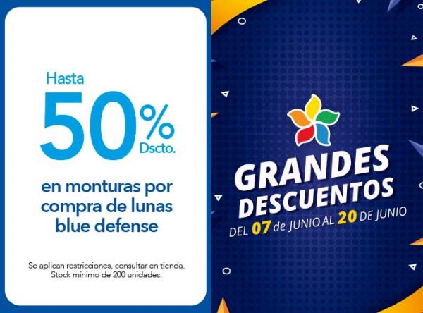 HASTA 50% DSCTO. EN MONTURAS POR COMPRA DE LUNAS BLUE DEFENSE - VISION CENTER - Plaza Norte