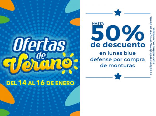 HASTA 50% OFF EN LUNAS BLUE DEFENSE POR COMPRA DE MONTURAS - VISION CENTER - Plaza Norte