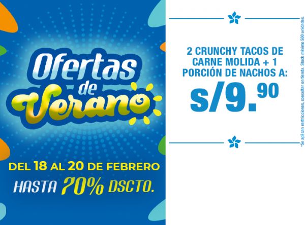 2 Crunchy Tacos de Carne Molida + 1 porción de nachos a  S/9.90 -  TACO BELL - Plaza Norte
