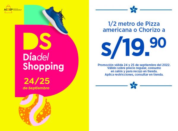 1/2 metro de Pizza americana o Chorizo a S/19.90 - Rustica - Plaza Norte